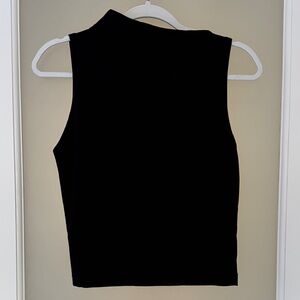 Zara Black Sleeveless Mock Neck Crop Tank Top - Women's